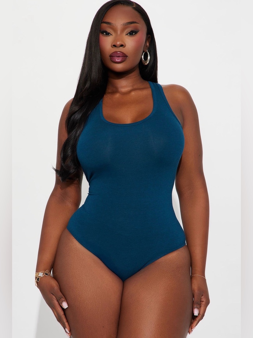 Fashion Nova Basic Tank Bodysuit in Deep Teal - 1X NWT🩵
